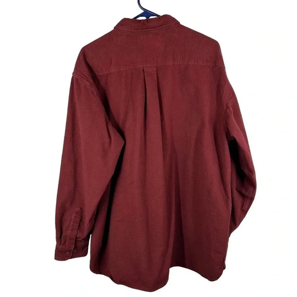LL Bean Burgundy Heavy Weight Men's Chamois Shirt, Traditional‎ Fit XLR - Picture 2 of 7